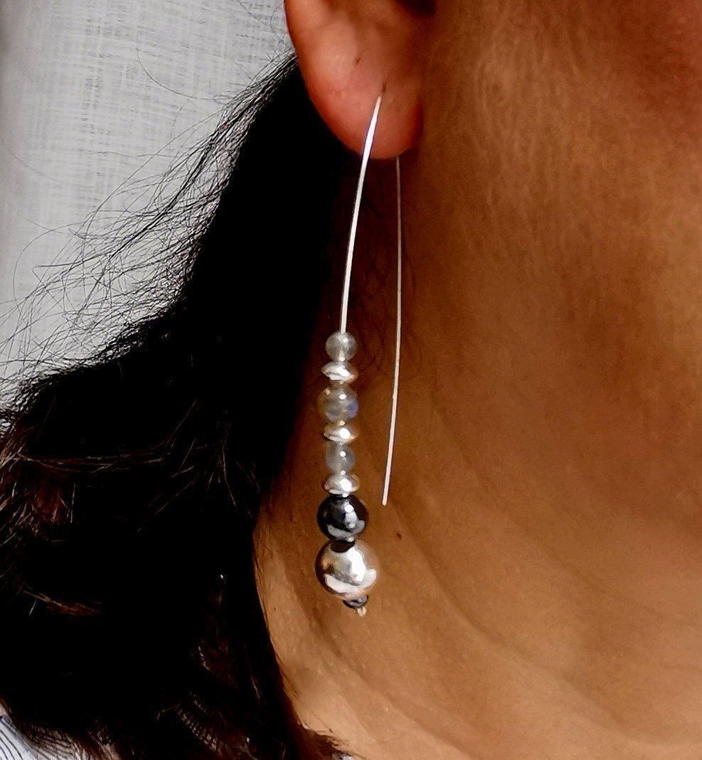 Ohrringe & -stecker: Boucles d'oreilles Ag 925 et Labradorite – Neu und originalverpackt aus Veyrier von Leilazizou 2