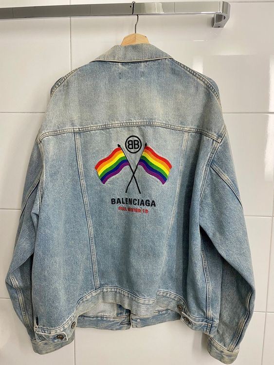 balenciaga rainbow flag denim jacket