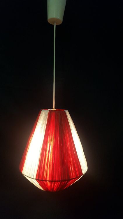 vintage-h-ngelampe-bast-rot-weiss-gebraucht-in-arlesheim-f-r-chf-29