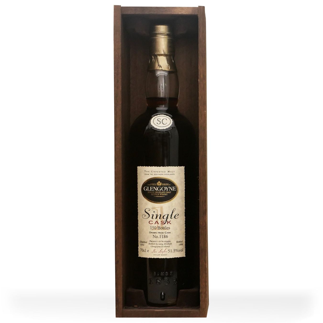 Glengoyne Bevande alcoliche: Glengoyne 1970 Single Cask 1186 Release 1998 51.5% – Nuovo (secondo la descrizione) da Wohlen AG venduto da MAXMALT 1