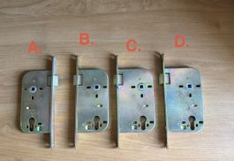 Lot de 4 serrures à mortaiser vintage, parfait état!