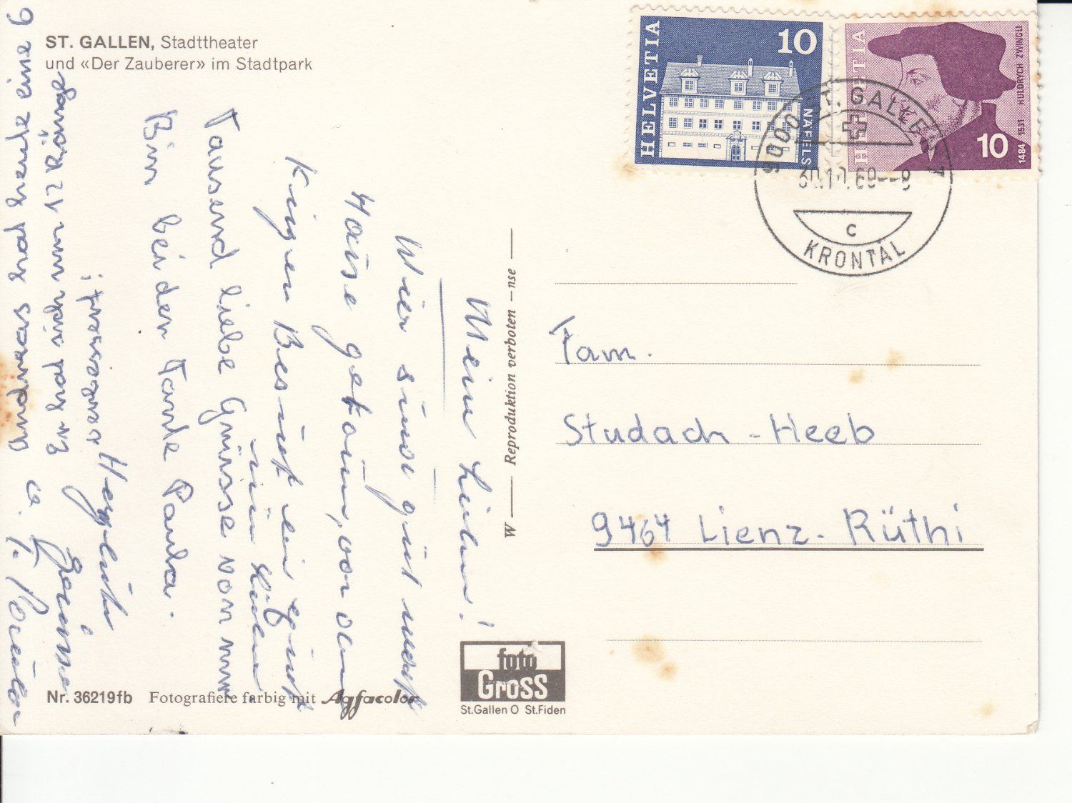 Cartoline postali: St. Gallen Stadttheater 1969 – Usato da Bürglen TG venduto da StampGraf 1