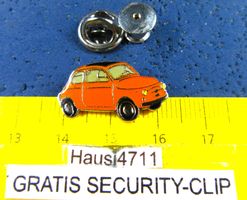 FIAT 500 AUTO PIN GLASIERT KLEIN-FEIN MIT SECURITY-CLIP OLDI