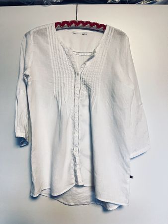 Plissee Sommer Leinenbluse 3/4 Arm m.Lochmuster La Naturelle