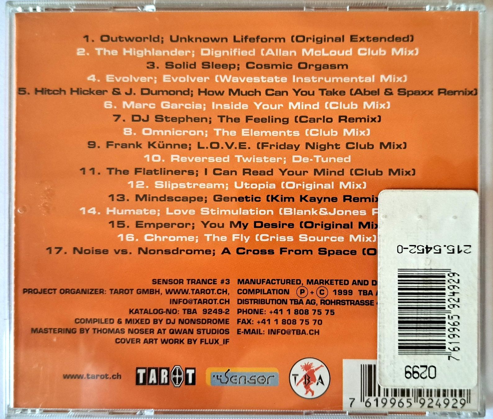CDs: SENSOR - MIXED BY DJ NONSDROME – D'occasion à Tenniken par mik_6mxg 9
