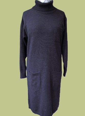 Gr 42 graues Strickkleid Winterkleid u.a. mit Wolle + Alpaca