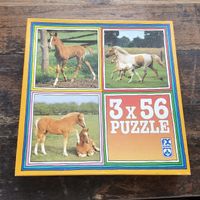 Vintage/Retro Pferde-Puzzle 3x56 Teile