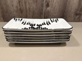 6er Set Teller Rechteckig weiss/ schwarz
