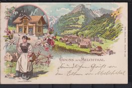 Melchtal  OW   -   alte Litho - Ansichtskarte von 1901