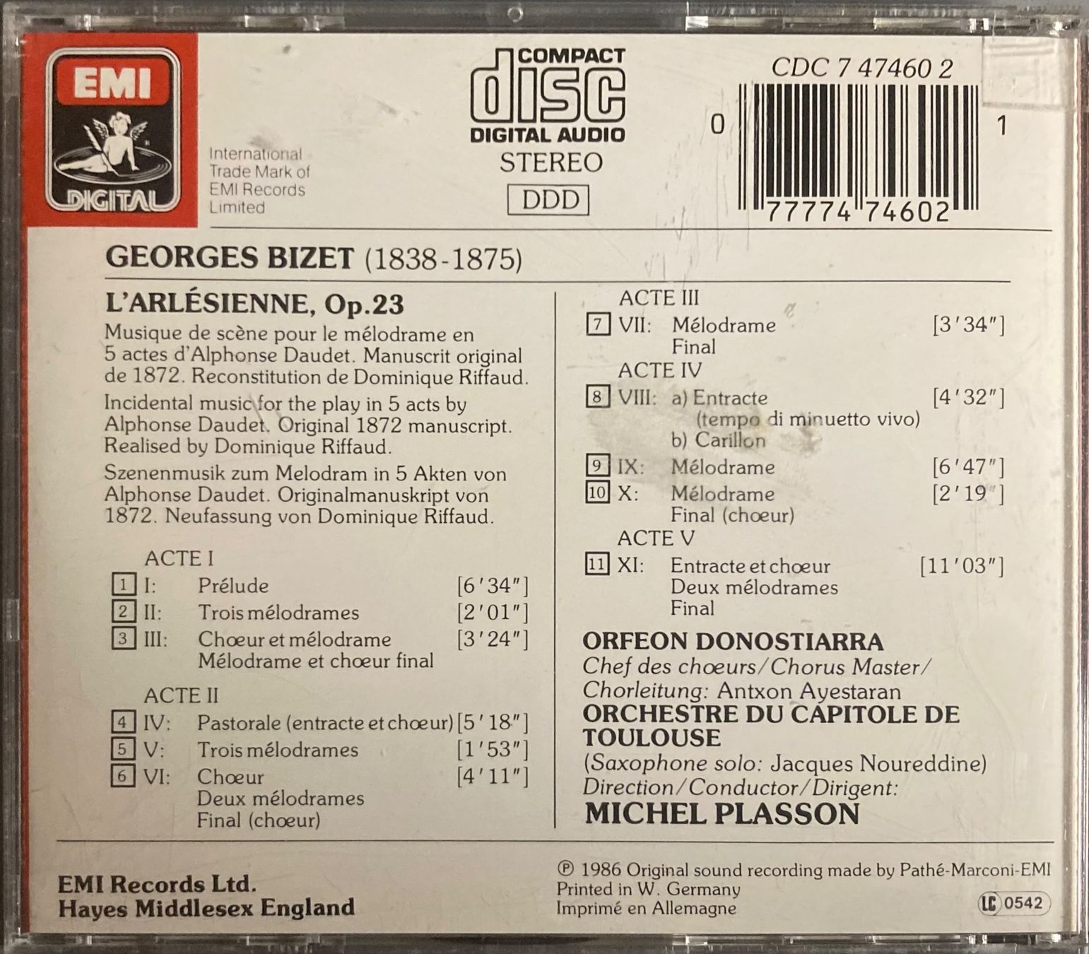 CDs: BIZET...... - L'ARLESIENNE..... – D'occasion à Poliez-Pittet par Newtown-Records 1