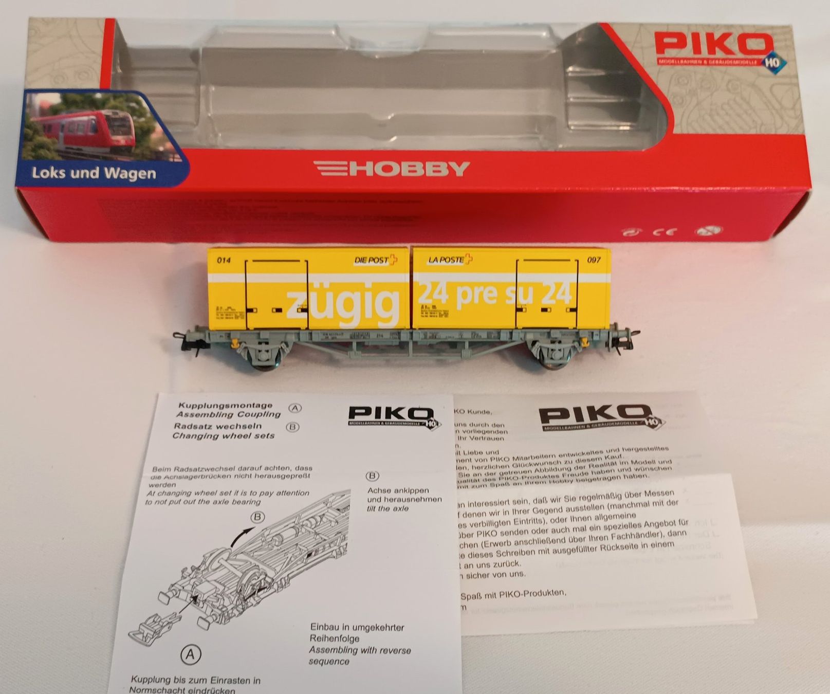 Piko Modelleisenbahnen: SBB PTT Post  Wagen Container 014+097 / H0 "Neu+OVP / Neuf" – Neu und originalverpackt aus Dietikon von 2025-moba