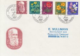 178-182 Satzbrief Tag der Briefmarke La Chaux-de-Fds 6.12.59