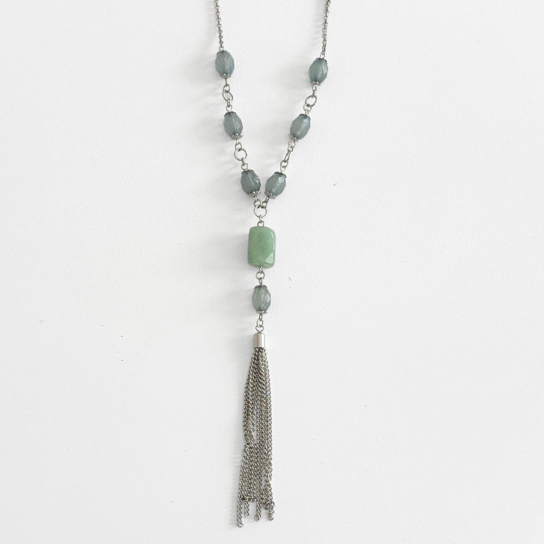 Catenine: Collier Long Argenté, Vert, Bleu – Usato da Vevey venduto da secondlifevevey