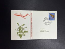Swissair Erstflugbrief Basel-Amsterdam 1968