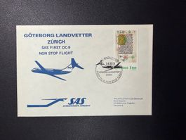 SAS Erstflugbrief Göteborg-Zürich 1979
