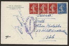 1933 Postkarte von Chamonix nach Basel