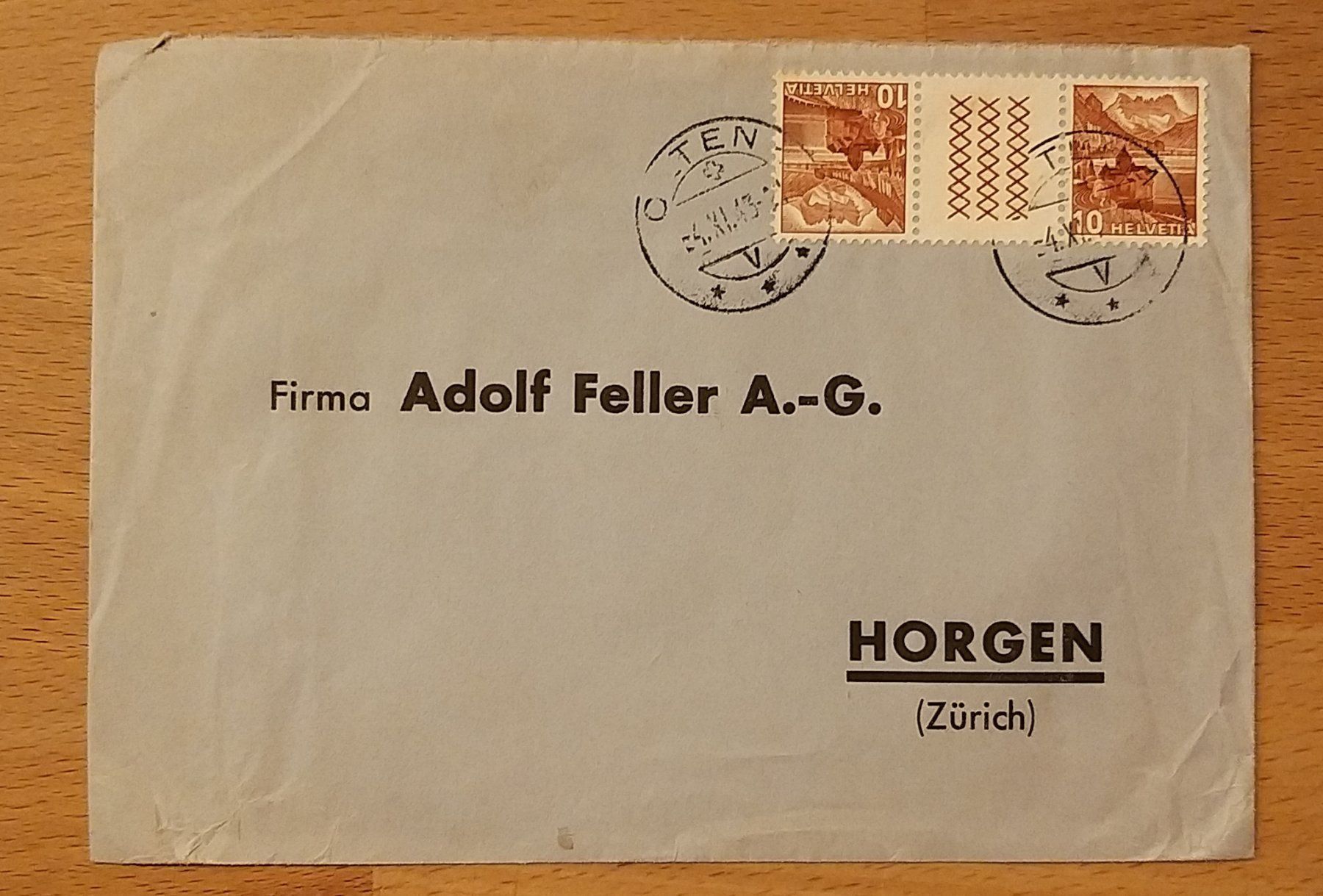 Alle Briefmarken: SBK 555 auf Brief Olten 1943 – Gebraucht aus Unterägeri von PhilatelieStudiger