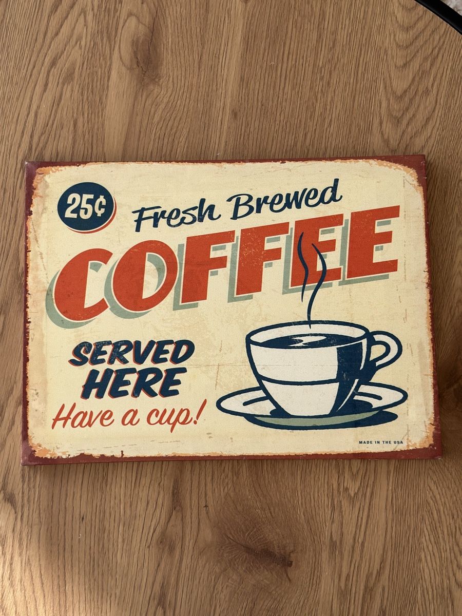 Toutes les décorations: Vintage Kaffee Blechschild - "Fresh Brewed Coffee" – D'occasion à Kaltbrunn par Alltagsschnaeppli