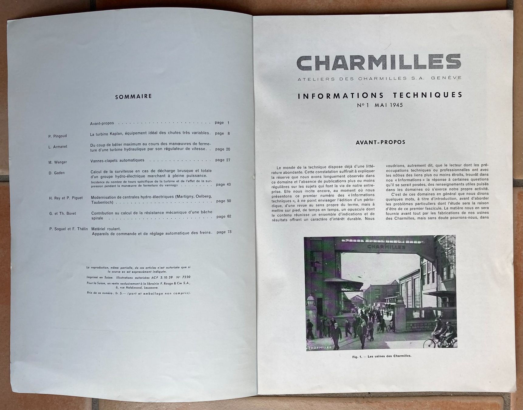 Zeitschriften & Magazine: Charmilles - Informations techniques  N° 1- Mai 1945 – Gebraucht aus Versoix von HELVETICA_1 1