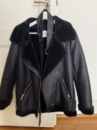 ZARA Damen Lederjacke Schwarz Grösse S