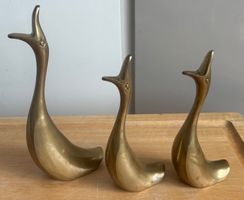 Drei Enten Figuren Messing Set Dekoration guter Zustand
