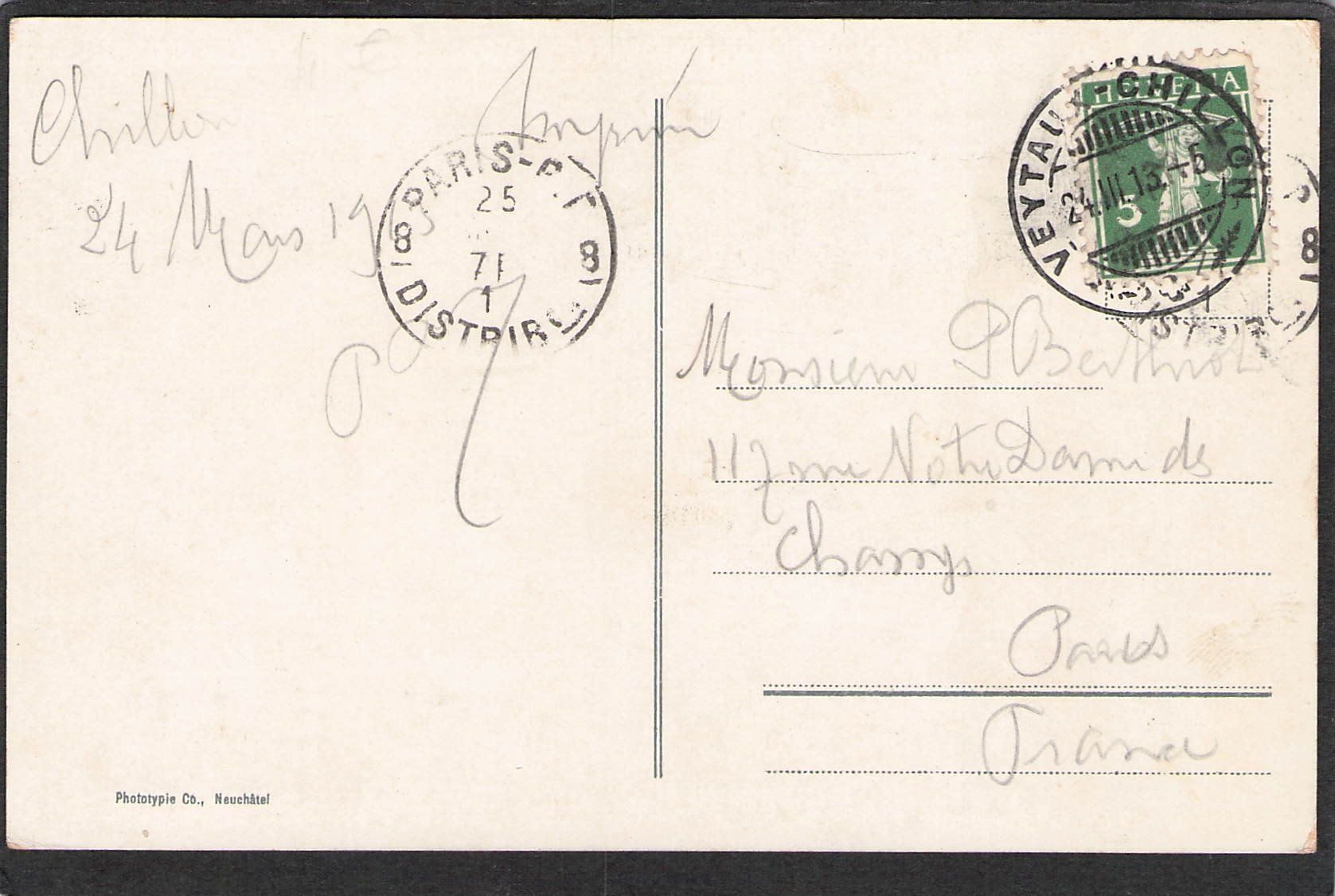 Cartoline postali: ,Château de Chillon , 1918 – Usato da Reichenburg venduto da ibiza18 1