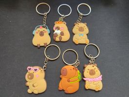 6 Stk Schlüsselanhänger Sets Capybara neu