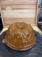 Gugelhupfform Keramik braun floral gemustert 25cm