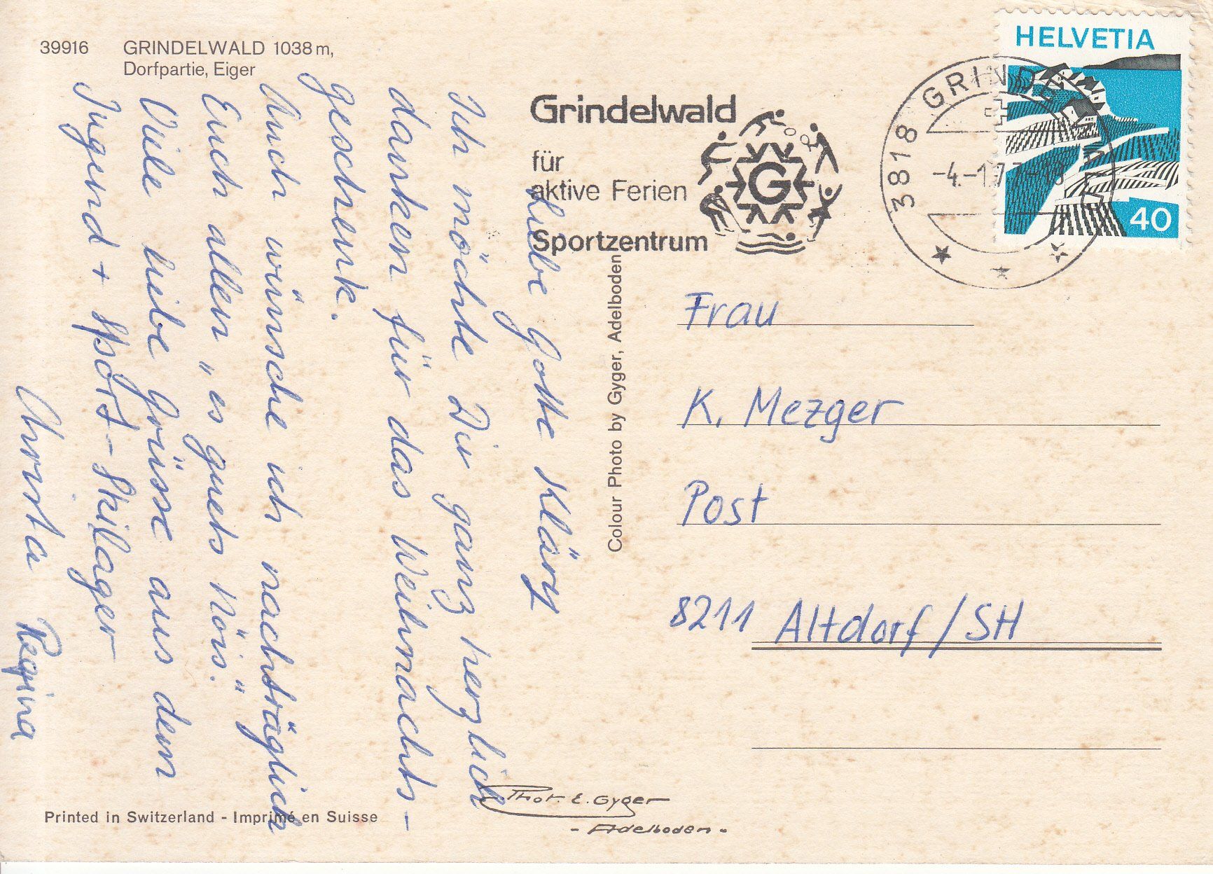 Cartoline postali: Grindelwald 1977 – Usato da Bürglen TG venduto da StampGraf 1