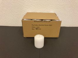 Kerzen 6,8 x 7,2 cm,  24 Stück, Aktions-Preis, Weiss