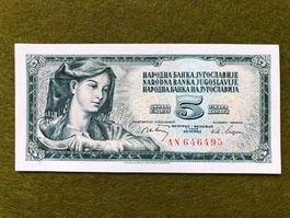 Belgrad 1968 - Jugoslawien - 5 Dinara UNC