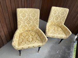 Sessel Set mit Brokatmuster gelb 2 Stk. guter Zustand