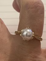Jolie bague vintage  fantaisie 58 perle /brillants