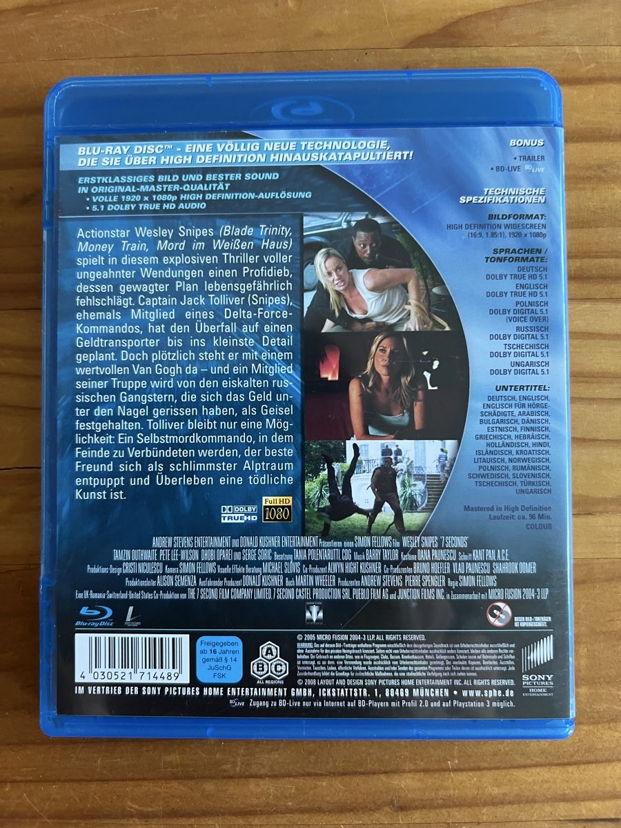 Tutti i DVDs: Blueray, 7 Sekunden mit Wesley Snipes – Nuovo (secondo la descrizione) da Kallnach venduto da sta_sy57 1