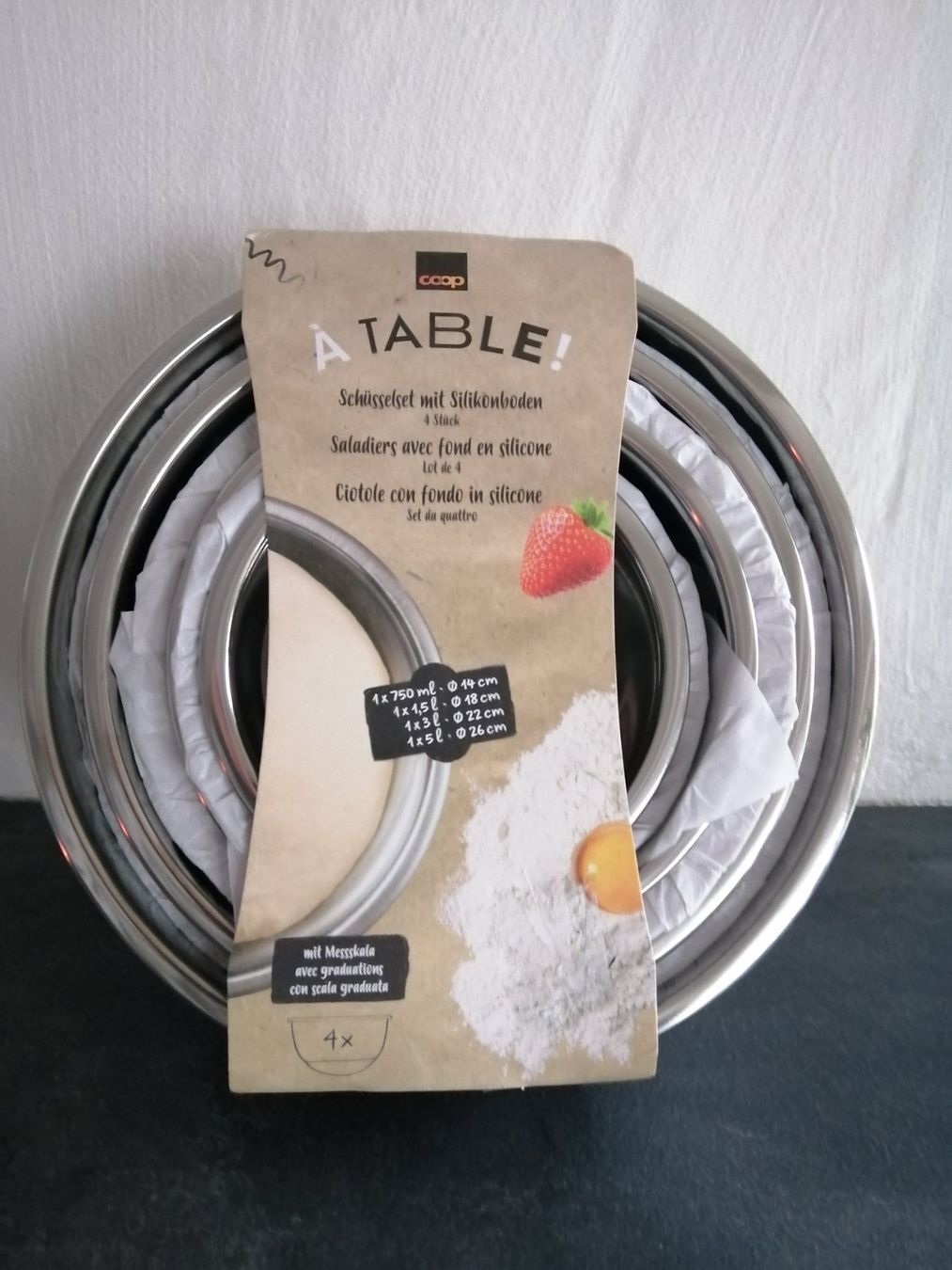 Coop Ciotole: 📢Schüsseln 4er Set Silikonboden – Nuovo e nell'imballaggio originale da langenthal venduto da Jordi04