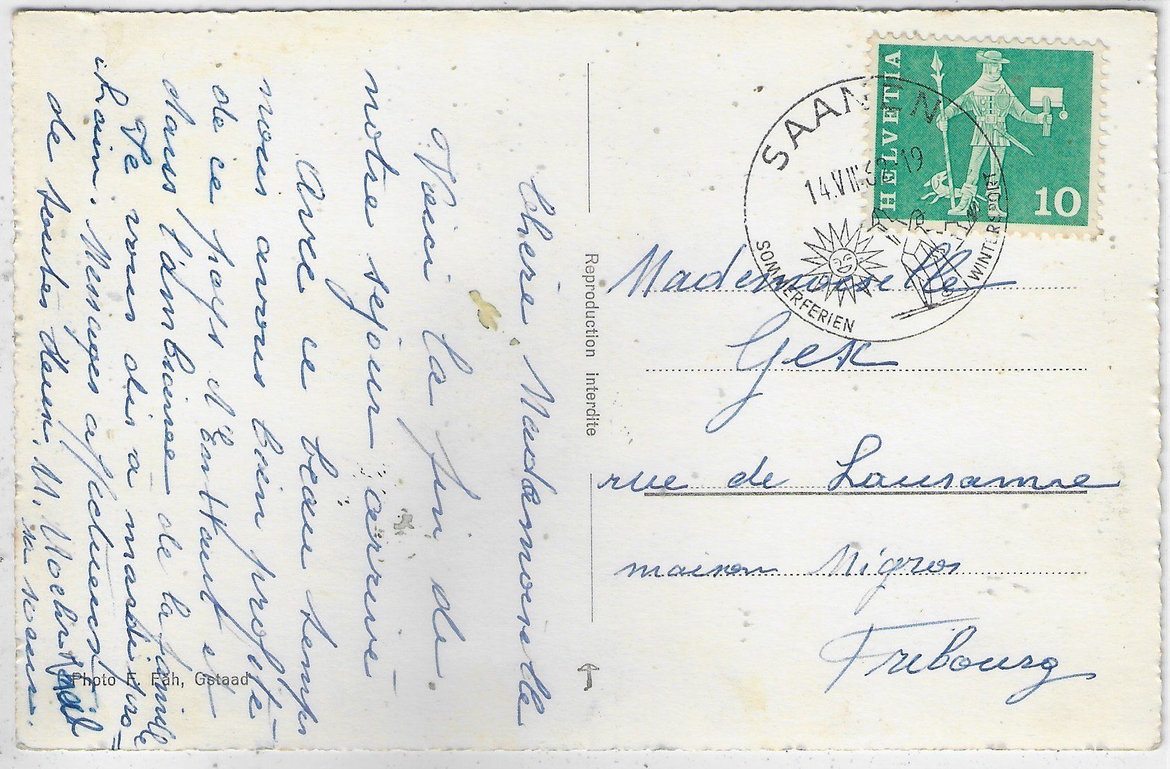Cartoline postali: Chalet Vial Claire Fontaine - Saanen – Usato da Ettingen venduto da Kartenplanet 1