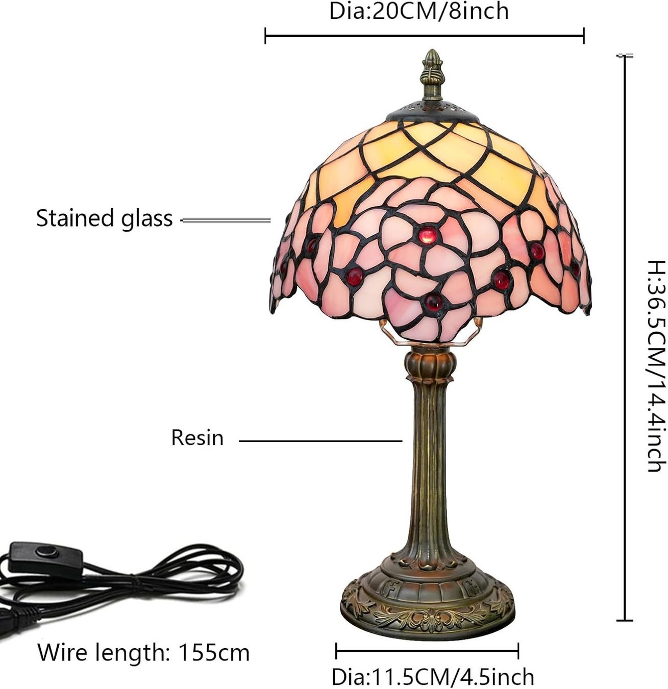 Lampade: Tiffany Tischlampe Kirschblüten Buntglas E27 – Nuovo e nell'imballaggio originale da Hundwil venduto da pak_7zvn 2