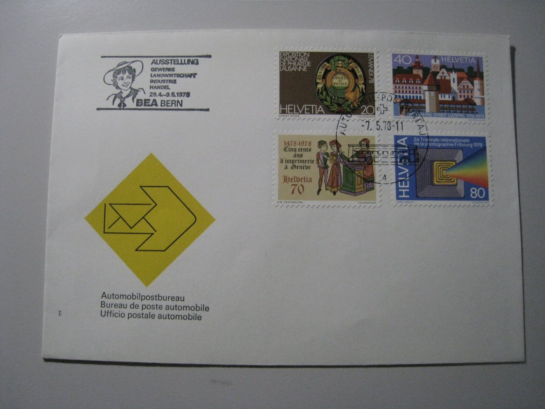 Tutti i francobolli: Ersttagsbrief klein  1978  BEA Bern – Usato da Aarwangen venduto da Pinsel7890