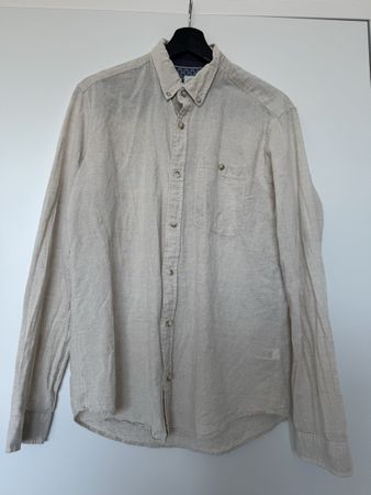 Herren Hemd Leinen beige Grösse M guter Zustand