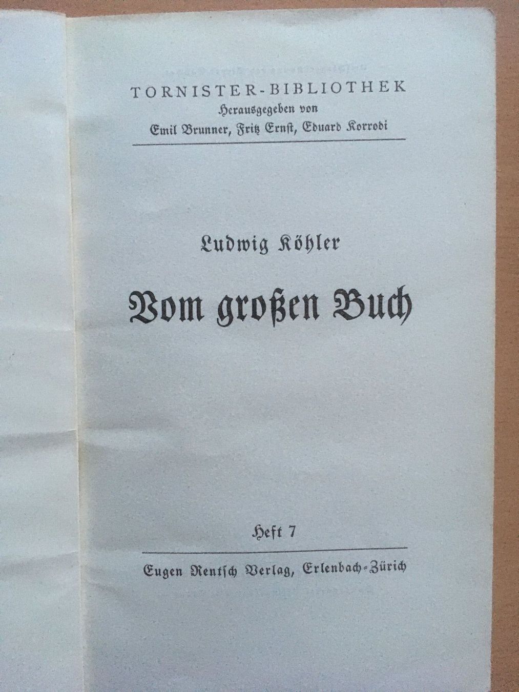 Libri: Vom grossen Buch - Ludwig Köhler – Usato da Grenchen venduto da Kogi7 1
