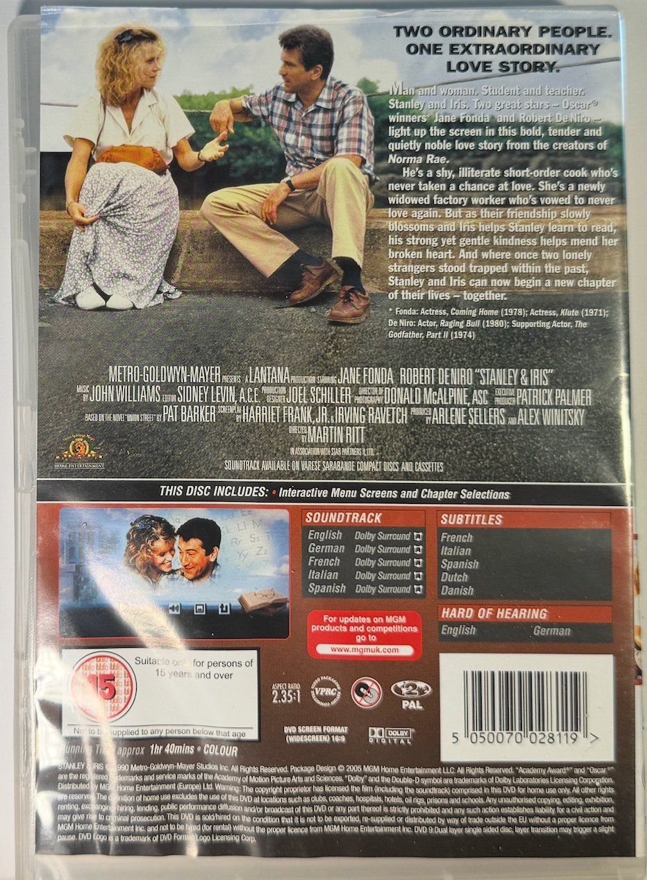 Tutti i DVDs: DVD STANLEY & IRIS - JANE FONDA  ROBERT DE NIRO – Usato da Wisen venduto da gigisna 2