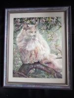 gerahmtes Katzenbild in Perlmutt Optik