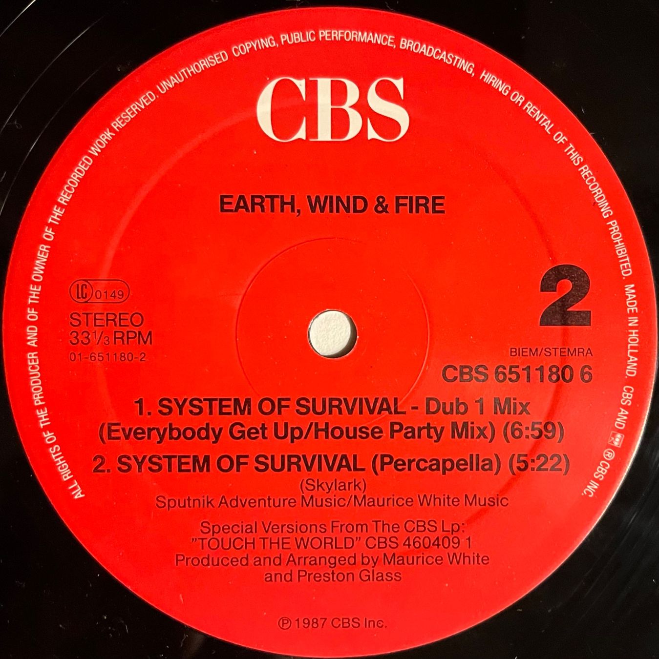 Vinyles: EARTH, WIND & FIRE - SYSTEM OFSURVIVAL - MAXI-SINGLE – D'occasion à Bussigny par vinyl-pas-cher 3