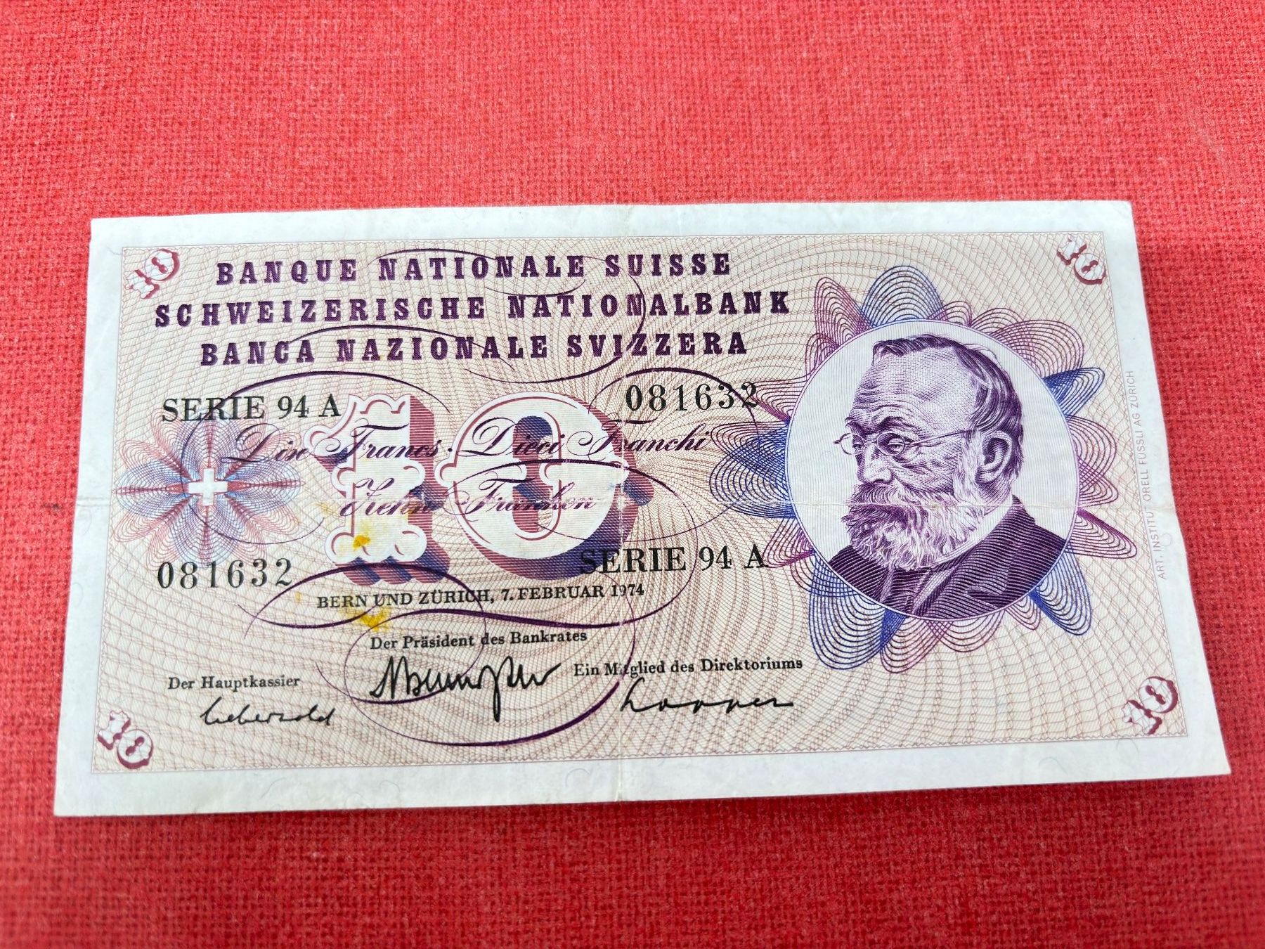 Billets de banque: 10 Franken Banknote 1974 gebraucht – D'occasion à Ormalingen par digital09
