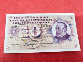 10 Franken Banknote 1974 gebraucht