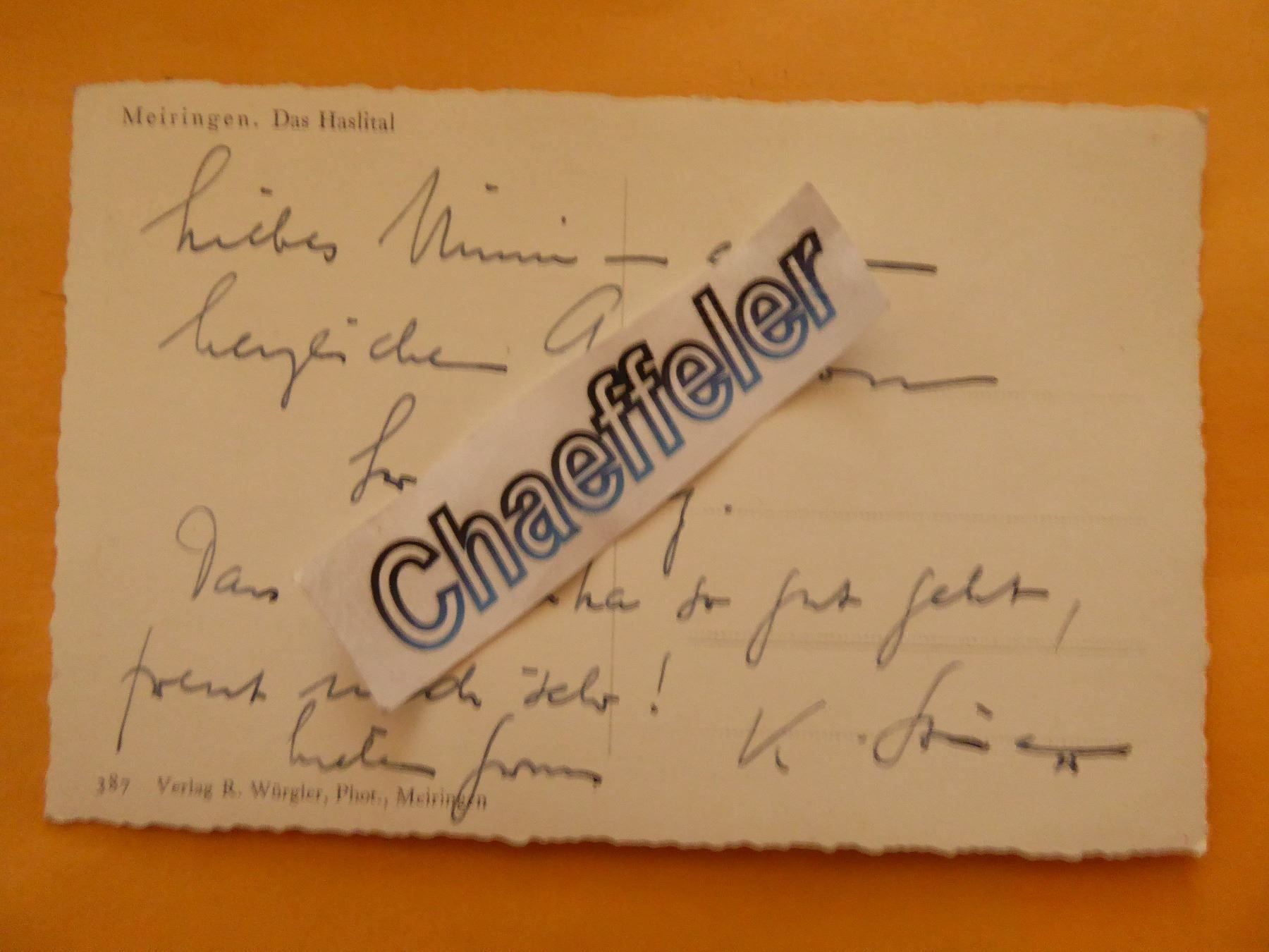 Cartoline postali: Meiringen.  Das Haslital – Usato da Zürich venduto da Chaeffeler 1