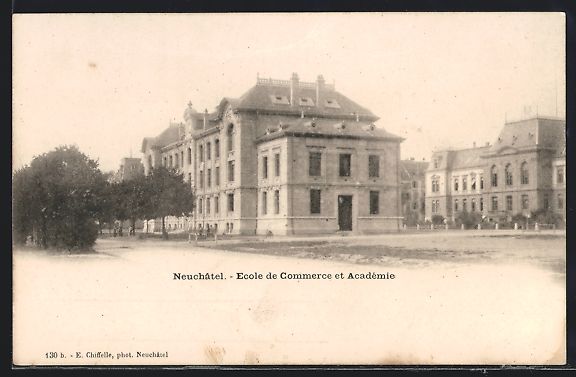 Ansichtskarten: Neuchatel, Ecole de Commerce et Acadèmi – Gebraucht aus Berlin von bartko-reher