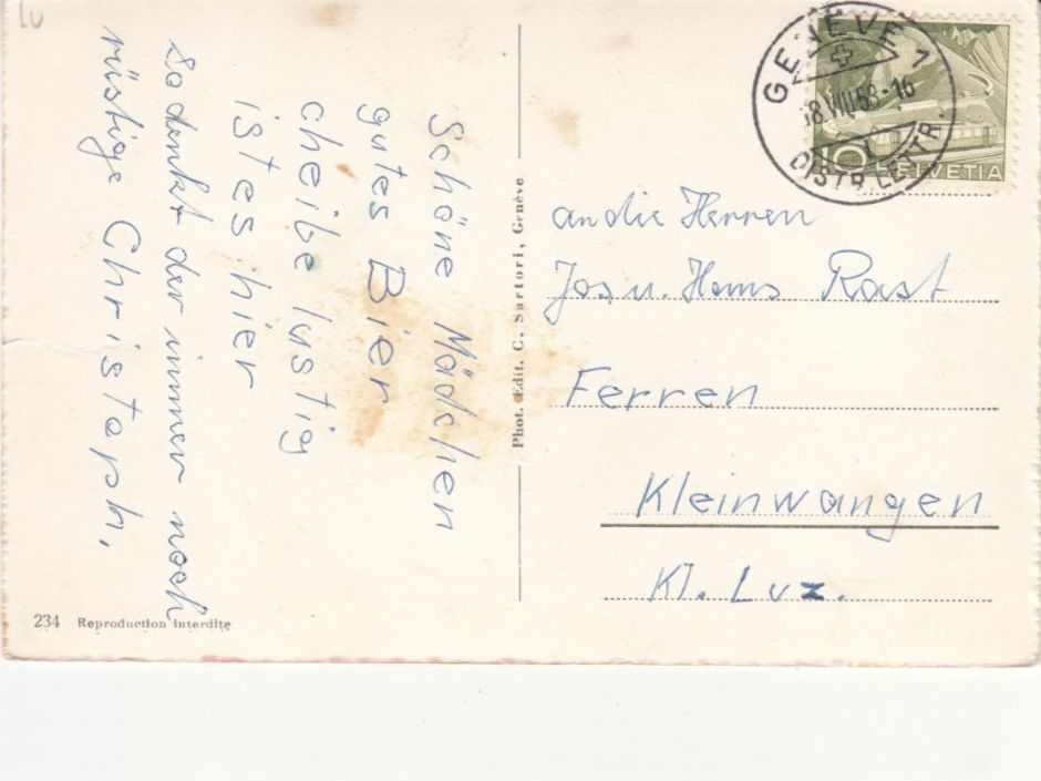 Cartoline postali: Genève 1958 – Usato da Bürglen TG venduto da StampGraf 1