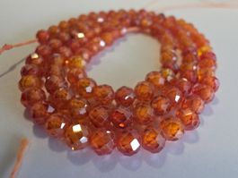 Zirkon Orange facettiert 4mm. Strang