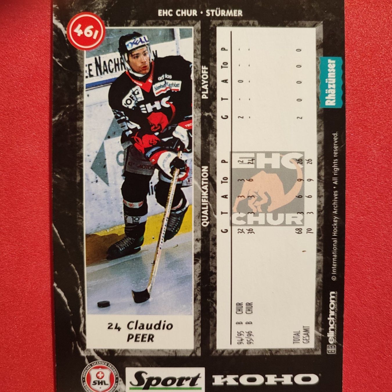 Carte collezionabili: Claudio Peer - EHC CHUR - 1996/97 – Usato da Dübendorf venduto da kb86_MOVIE 1